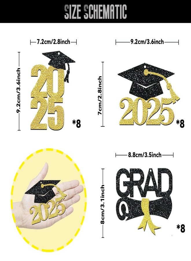 Moitkptt 24 Pcs 2025 Graduation Tags for Graduation Decorations, Class of 2025 Centerpieces- Grad Gift Tags for Grad Table Decor (Gold) - Image 2